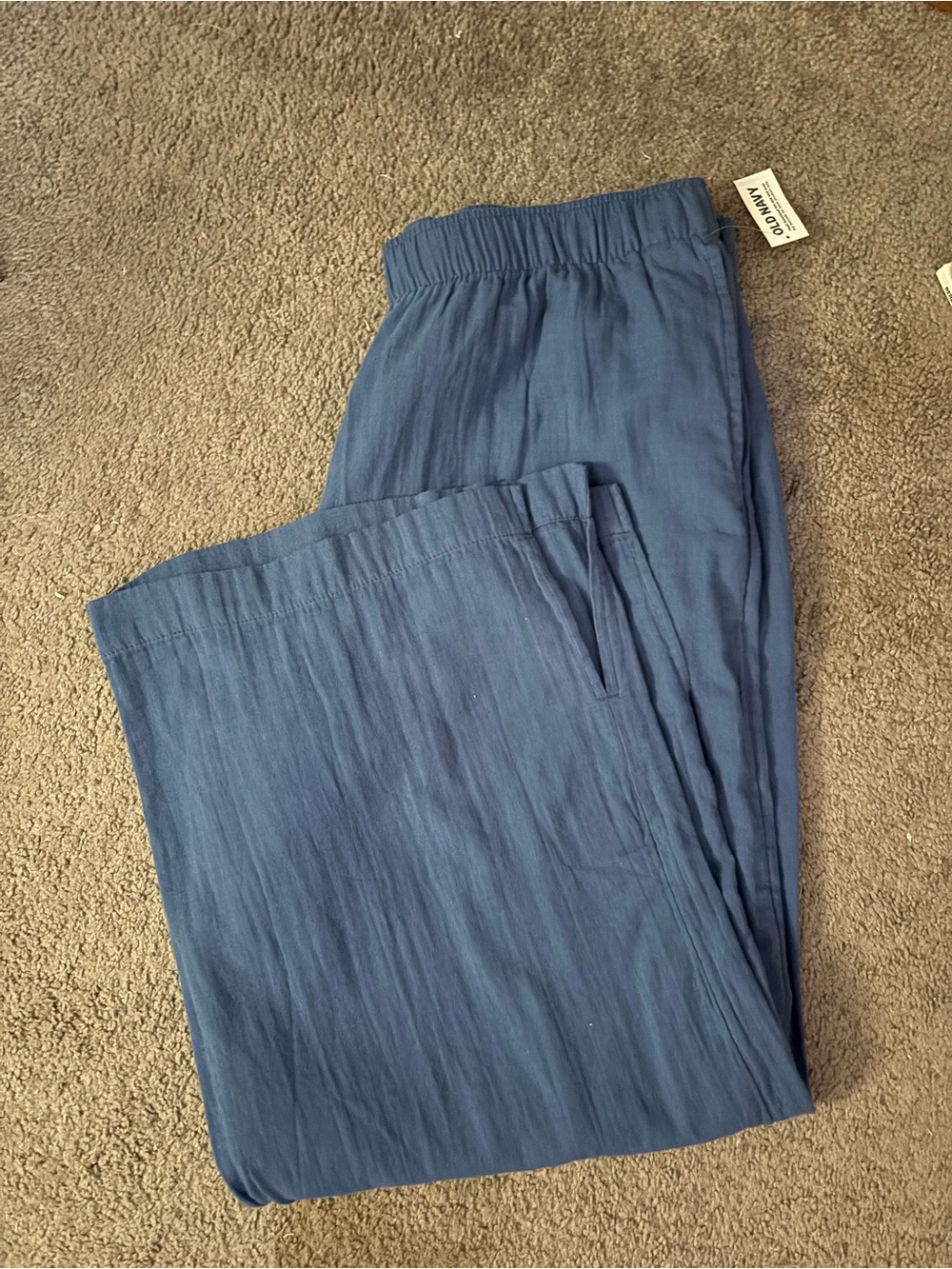 Women’s Blue Elastic-Waist Casual Pants